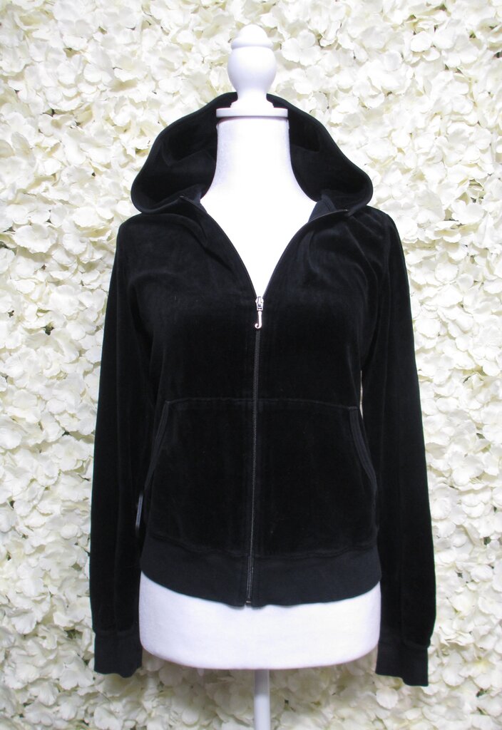 XL black velour jacket w/ hood