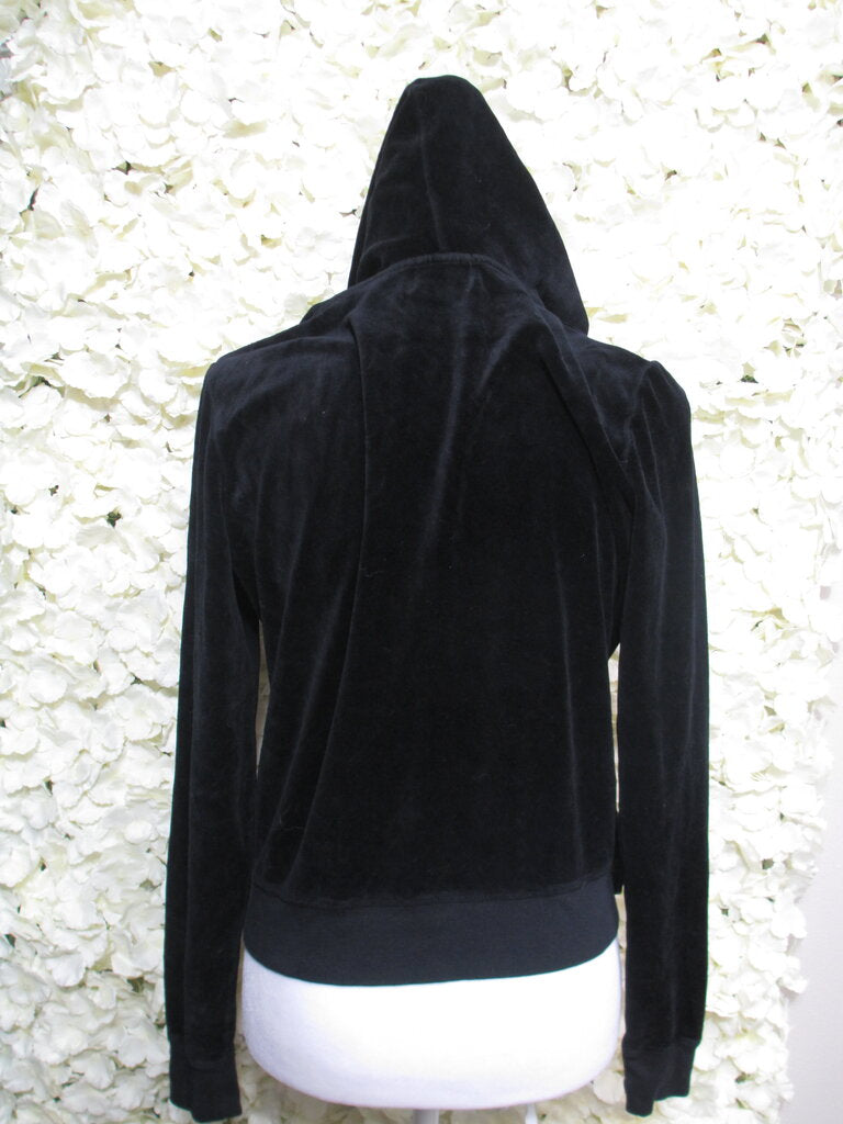 XL black velour jacket w/ hood
