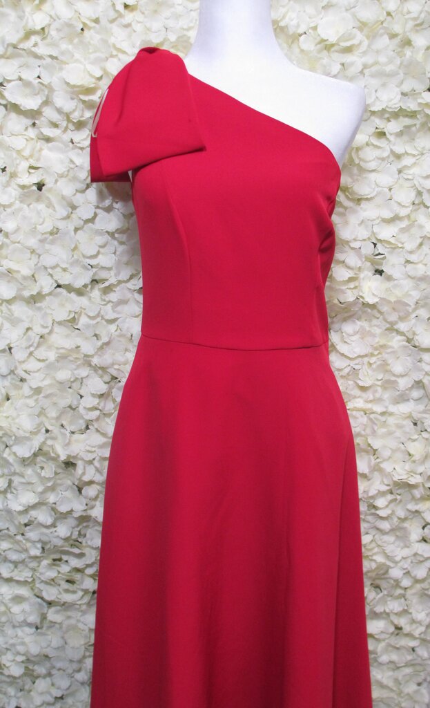 red off the shoulder bow maxi dress