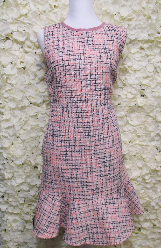 pink black tweed sleeveless dress