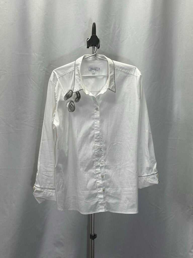 Chico's White Longsleeve Blouse 3-1/2
