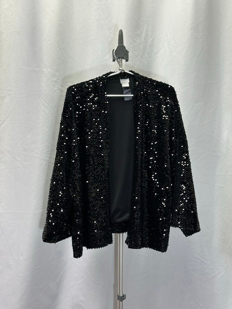 Chico's Sequin Jacket Black L/XL