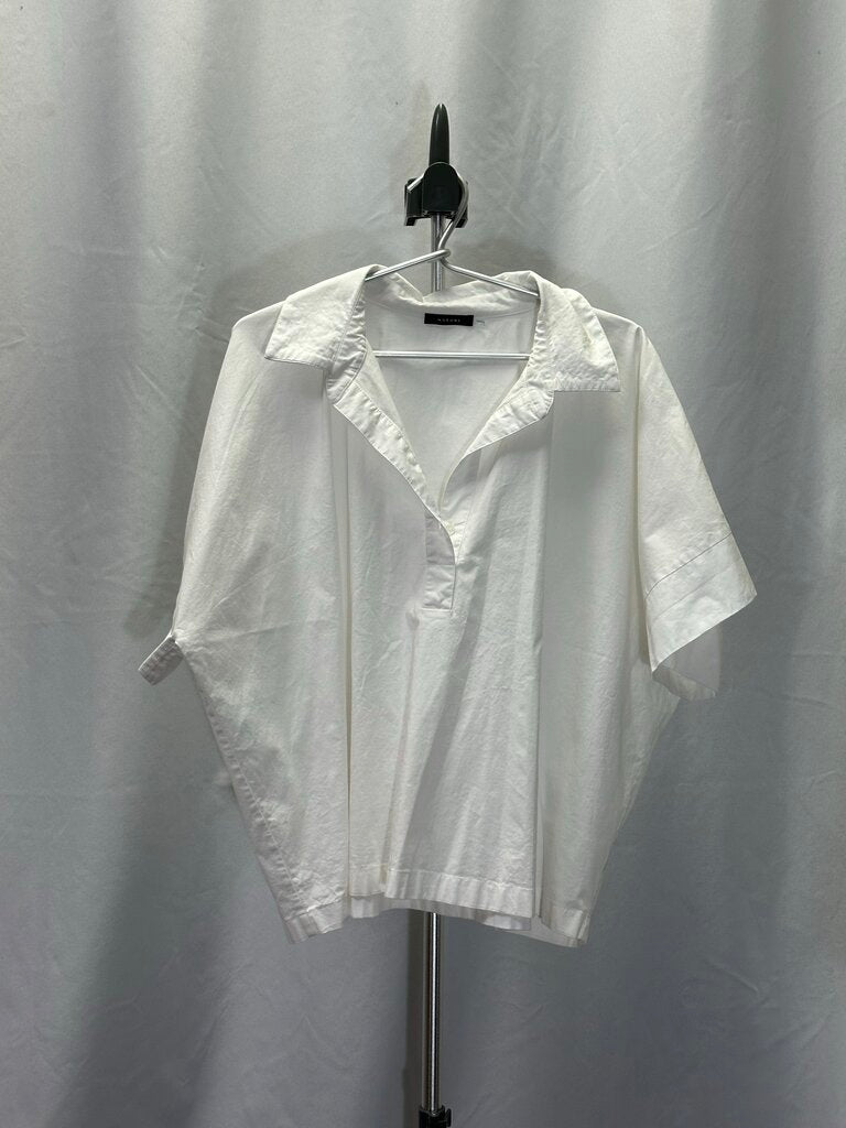 Natori Short Sleeve White Blouse L