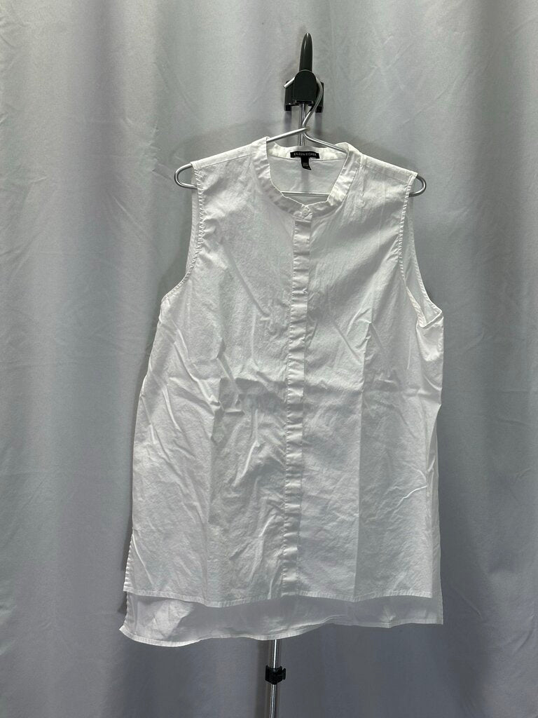 Eileen Fisher Sleeveless White Cotton Blouse XL