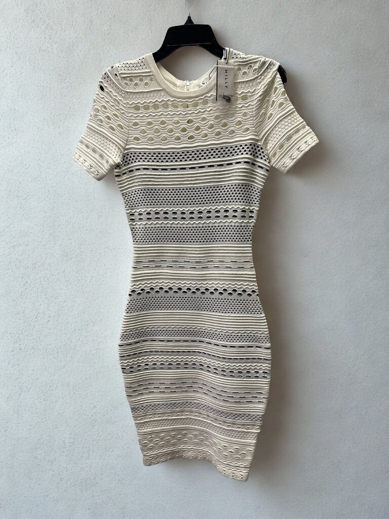 Milly Knit Lace Cutout Fitted Sheath Dress Small