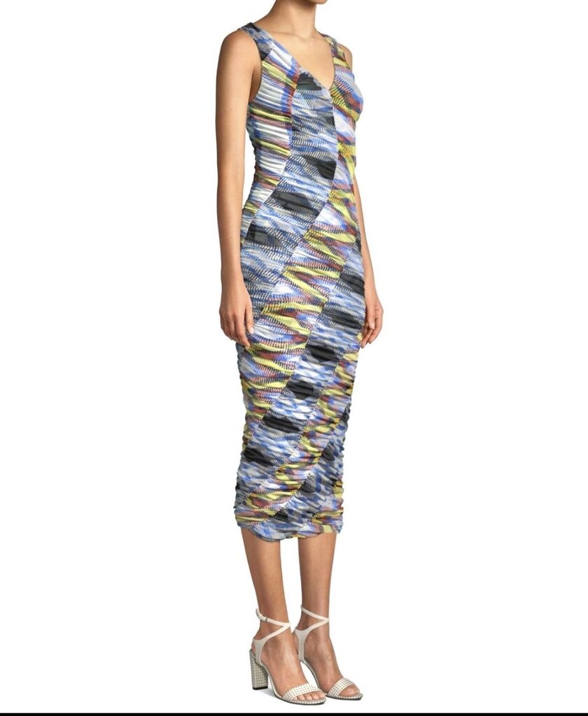 Diane Von Furstenberg Multi Sleeveless V-Neck Mesh Sheath Dress XS