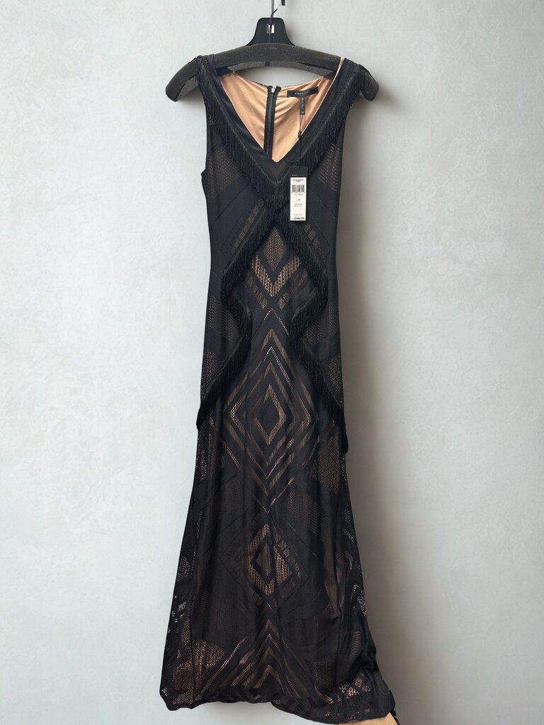 BCBG Maxazria Black Knit Mesh Gown
