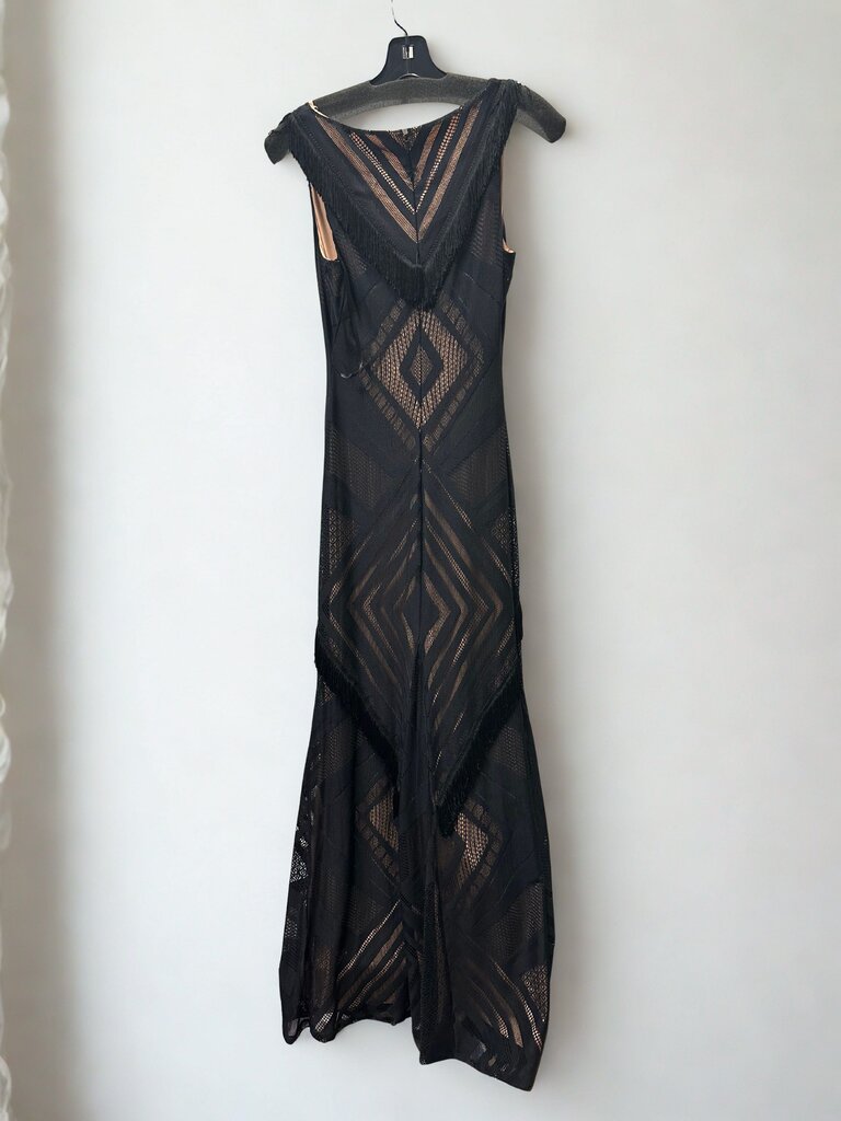 BCBG Maxazria Black Knit Mesh Gown