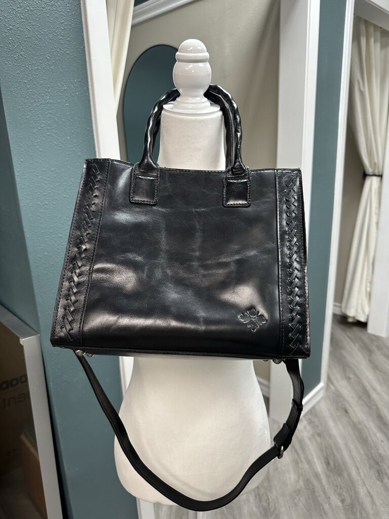Patricia Nash Black Leather Trim Curry Tote Bag