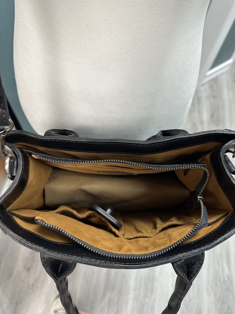 Patricia Nash Black Leather Trim Curry Tote Bag