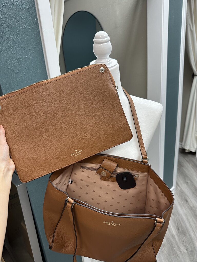 Kate Spade Warm Gingerbread Brim Detachable Laptop Sleeve Tote