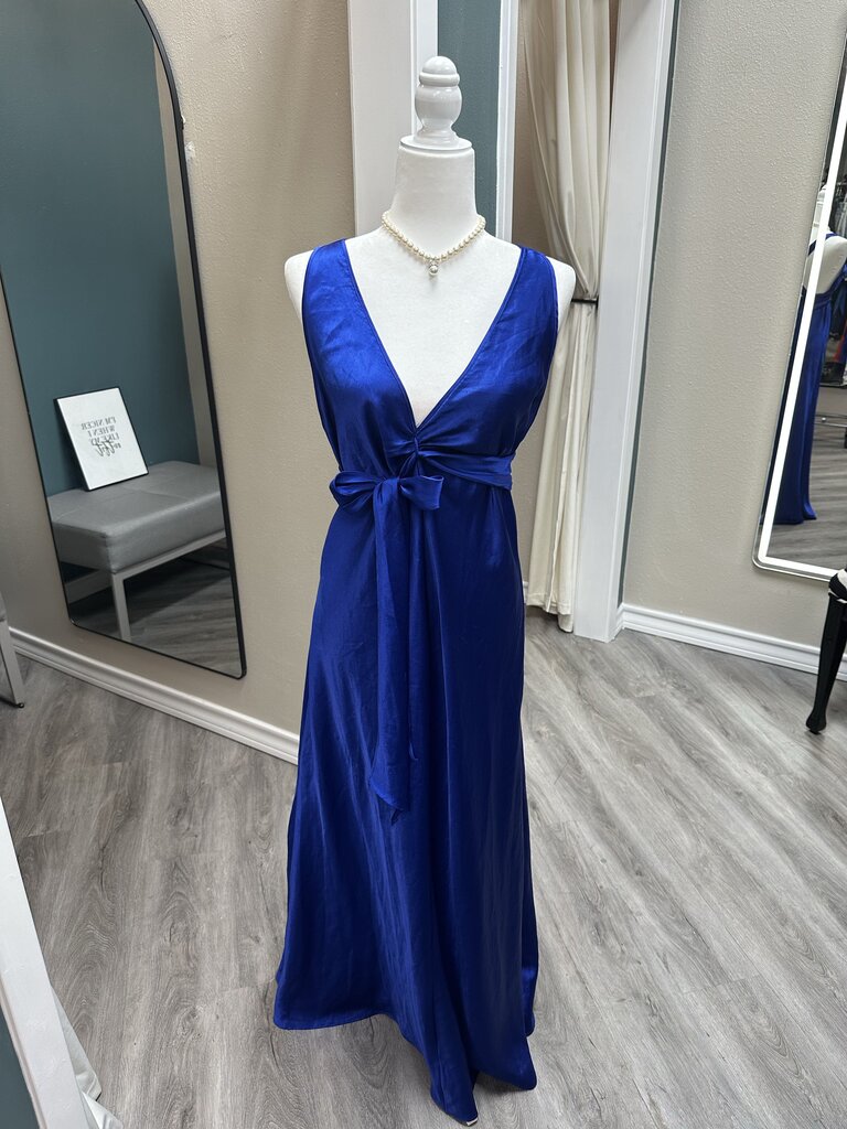 Valentino Intimo Medium Silk Blue Belted Halter Gown