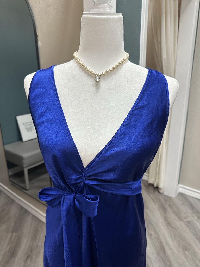 Valentino Intimo Medium Silk Blue Belted Halter Gown