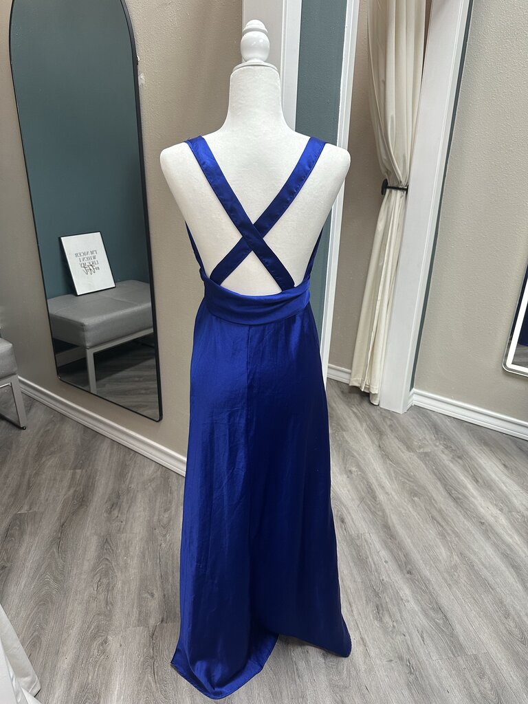 Valentino Intimo Medium Silk Blue Belted Halter Gown