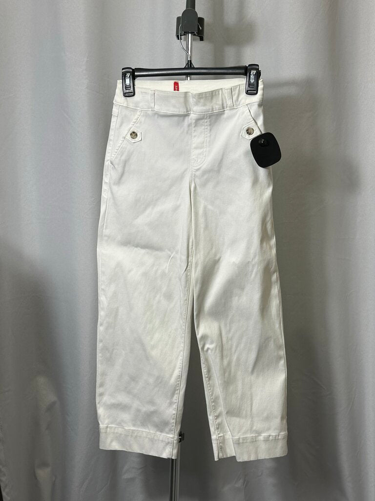 Spanx Small Petite White Denim Wide Leg Jeans