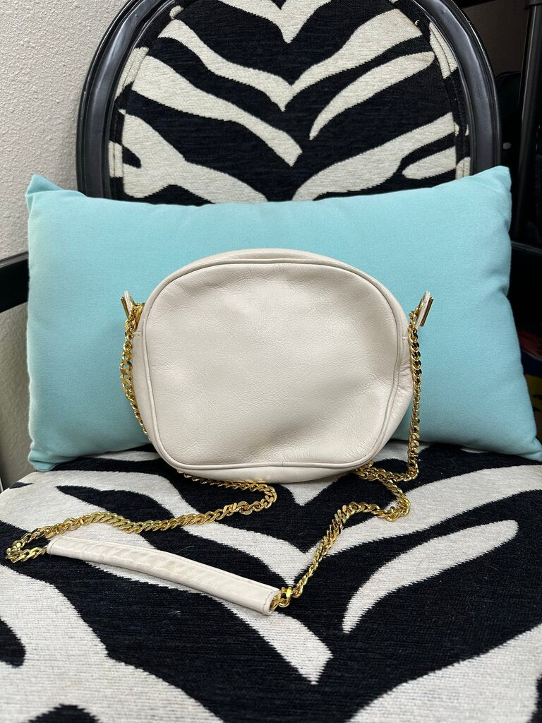 Vintage Paloma Picasso Off-White Gold Chain Leather Purse