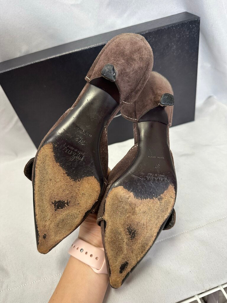 Prada Vintage Brown Buckle Heels