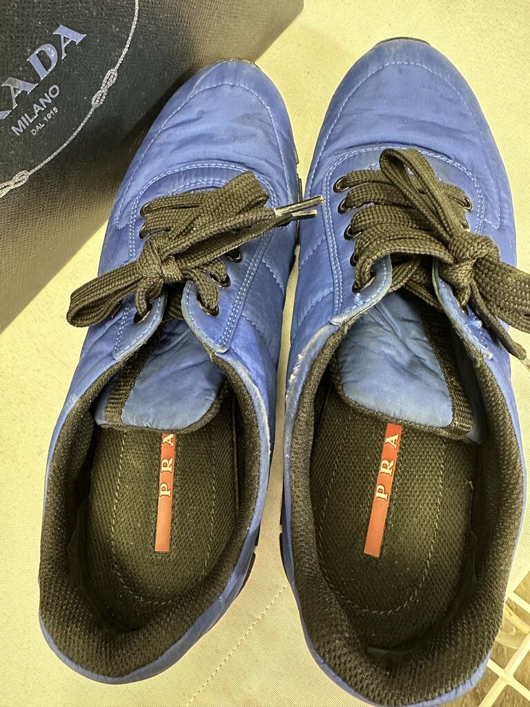 Prada Linea Rossa Blue Nylon Low Top Sneakers