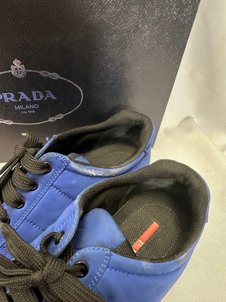 Prada Linea Rossa Blue Nylon Low Top Sneakers