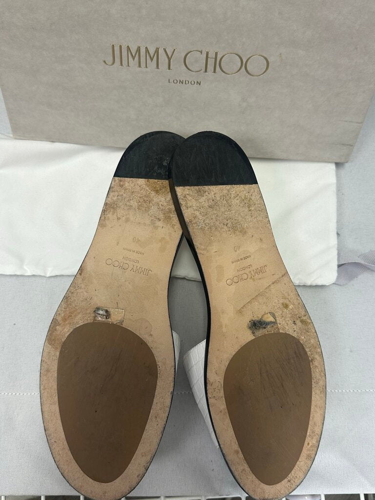 Jimmy Choo White Alligator Sandals