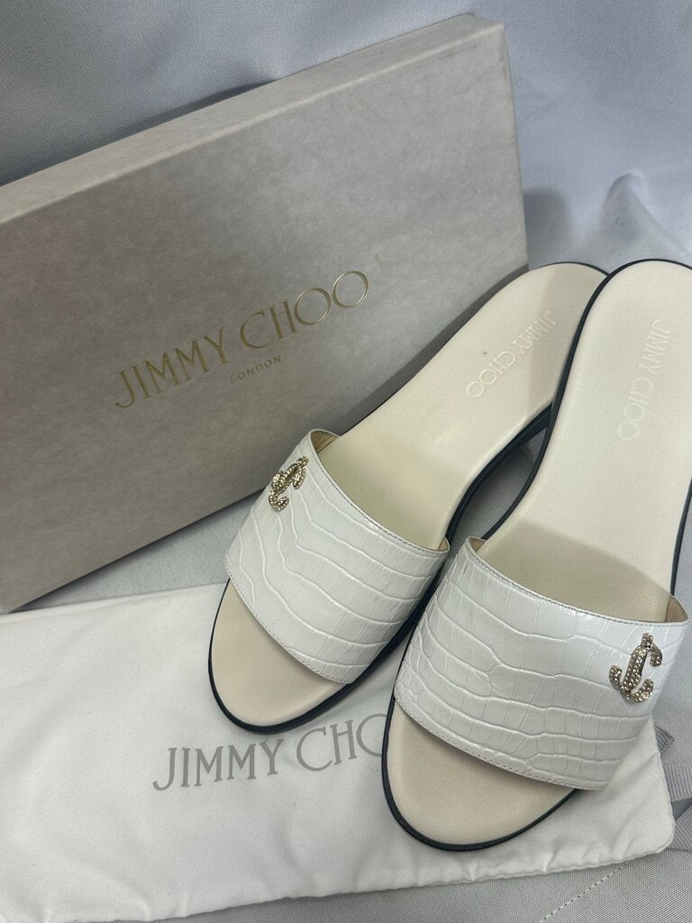 Jimmy Choo White Alligator Sandals