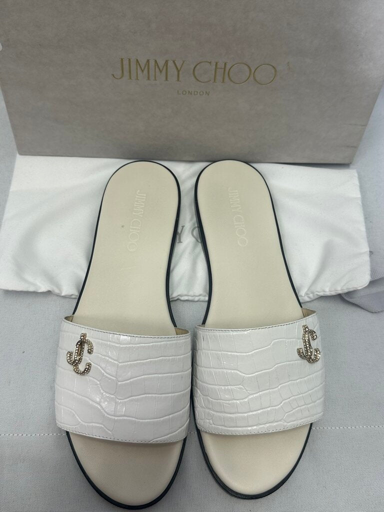 Jimmy Choo White Alligator Sandals