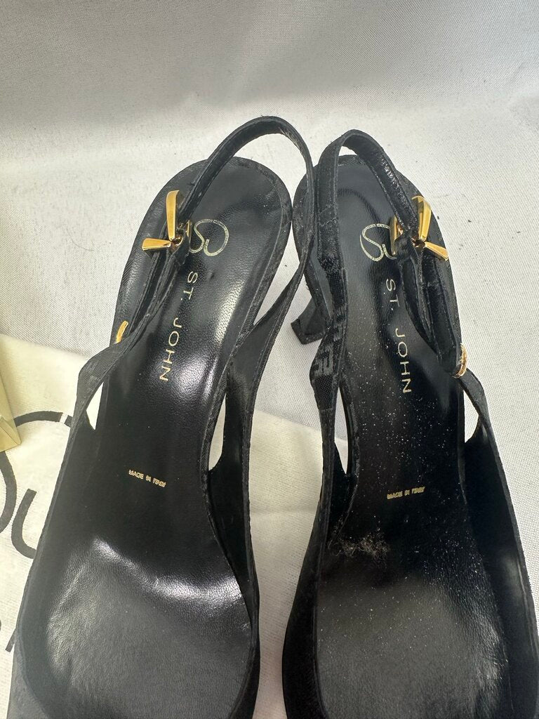 St. John Vintage Black Slingback Heels