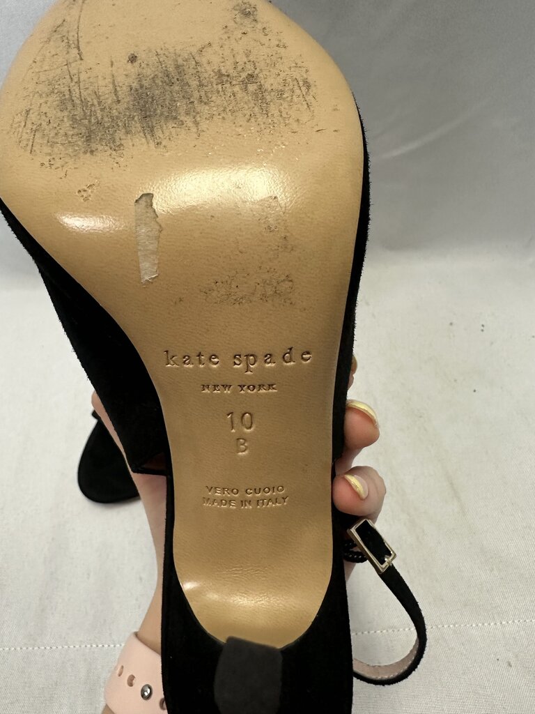 Kate Spade Suede Crystal Embellishment Black Heels