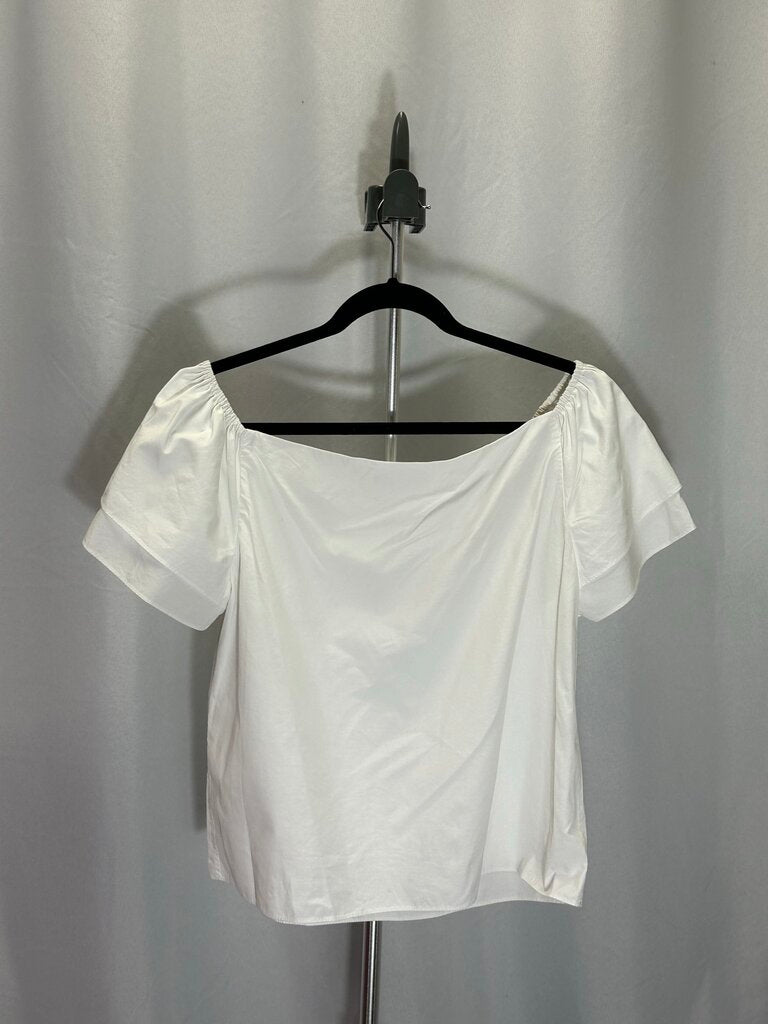 Alice + Olivia White Ruffle Top