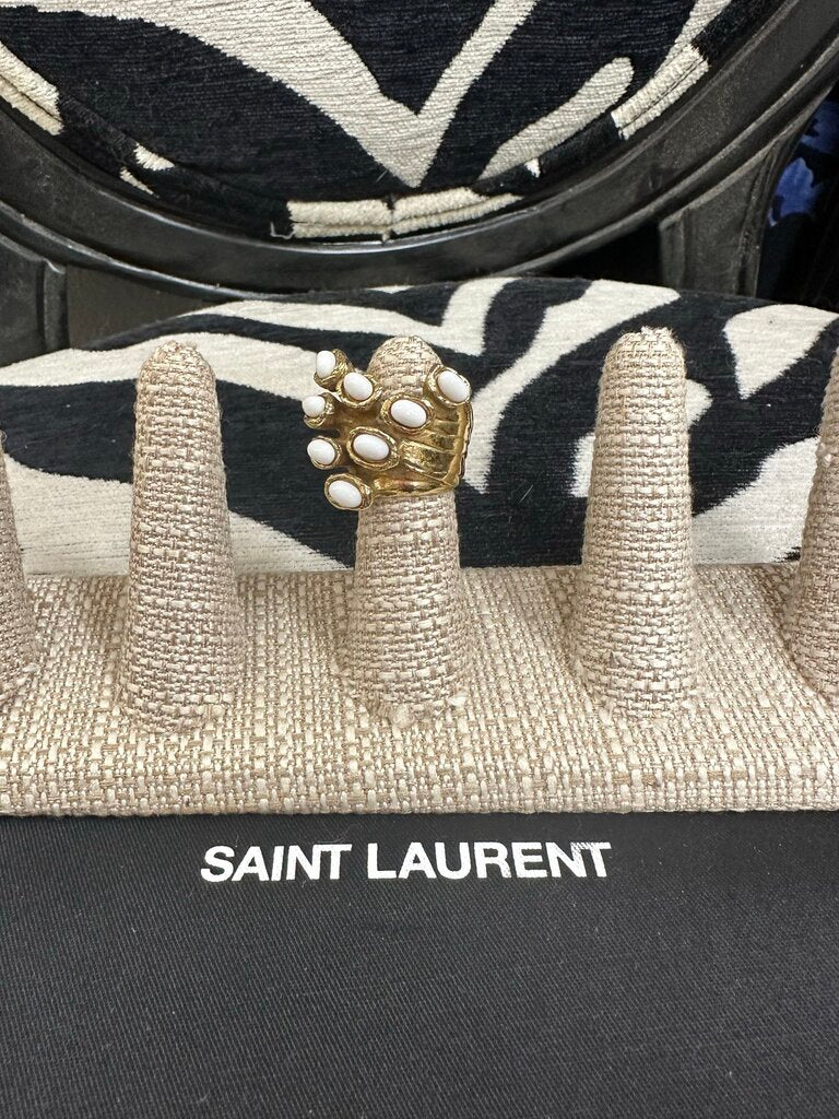 Yves Saint Laurent Rive Gauche Arty Ring Gold and White