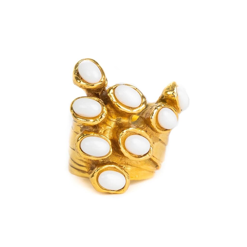 Yves Saint Laurent Rive Gauche Arty Ring Gold and White