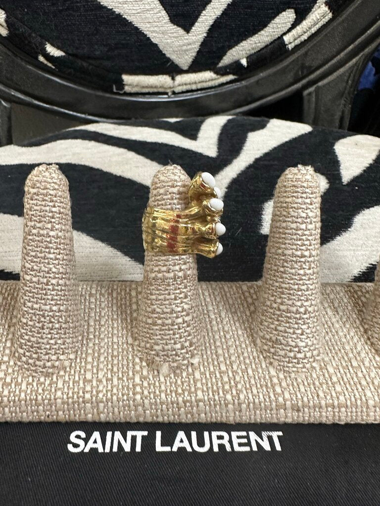 Yves Saint Laurent Rive Gauche Arty Ring Gold and White