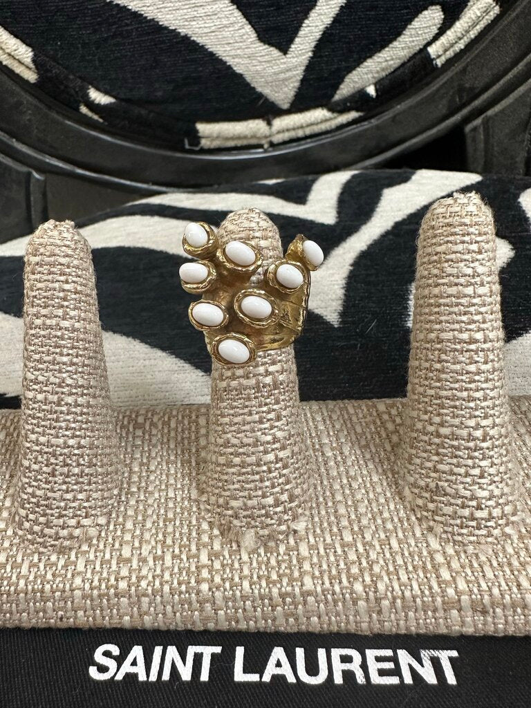 Yves Saint Laurent Rive Gauche Arty Ring Gold and White