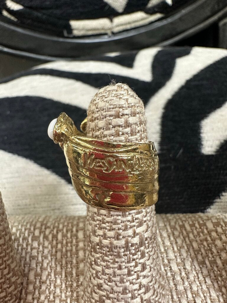 Yves Saint Laurent Rive Gauche Arty Ring Gold and White