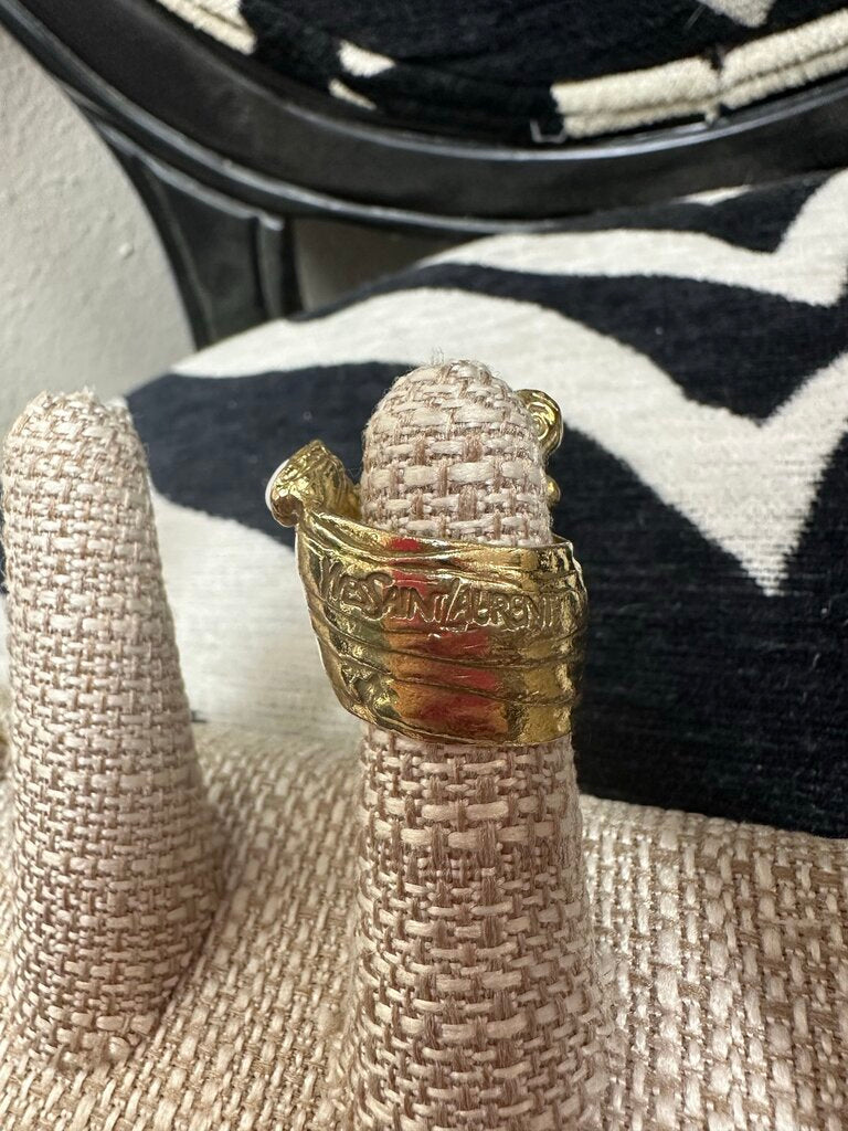 Yves Saint Laurent Rive Gauche Arty Ring Gold and White