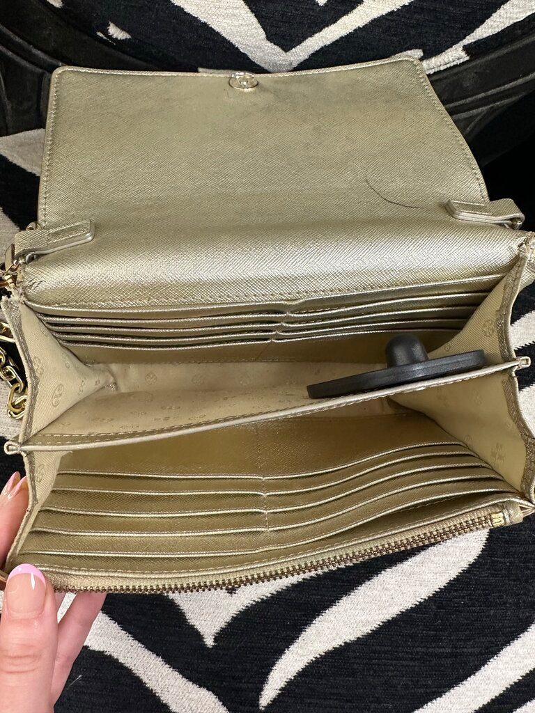 Tory Burch Robinson Metallic Chain Wallet