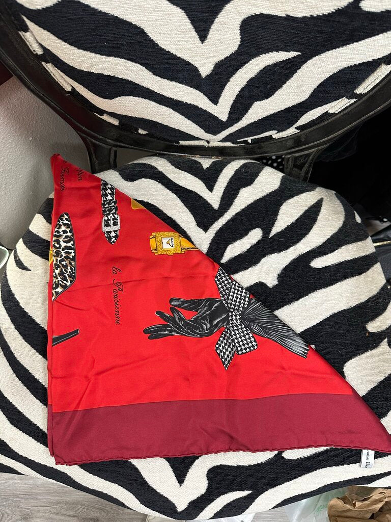 Christian Dior Red Silk Scarf