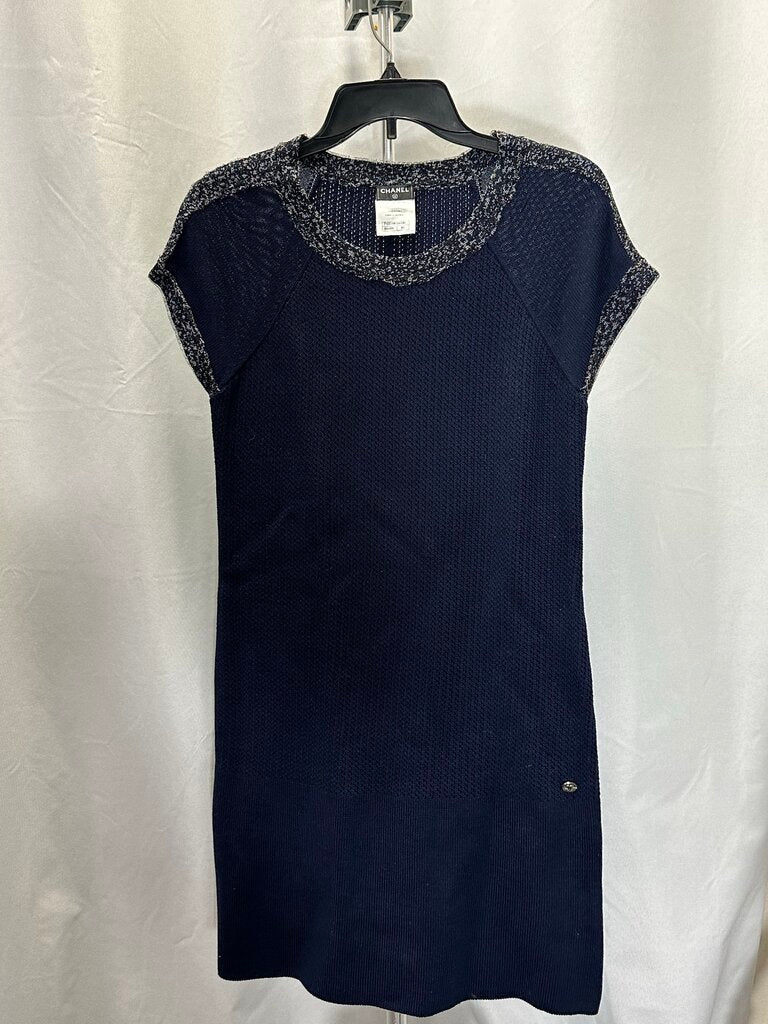 Chanel Navy Knit Short Sleeve Dress