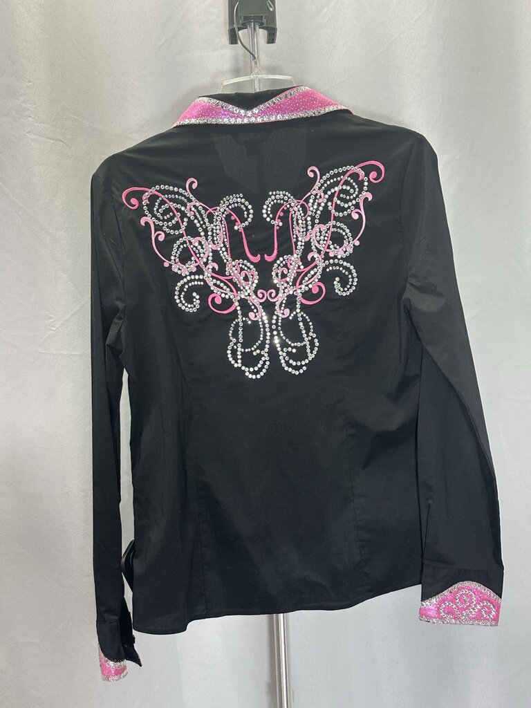 Custom Pink and Black Embellished Button Down