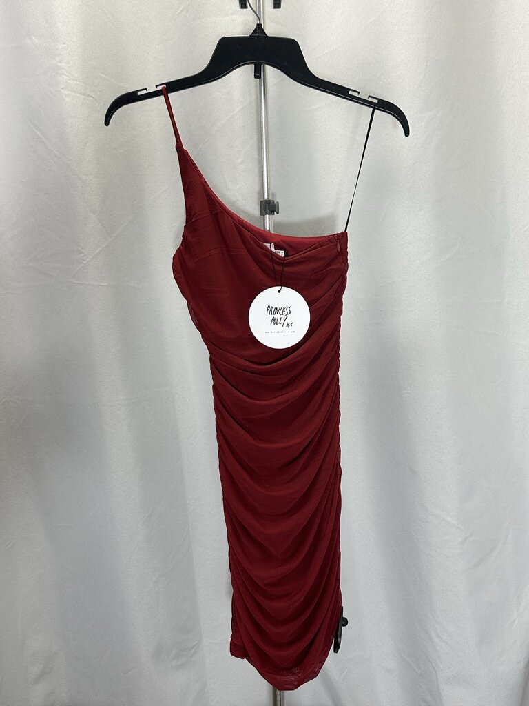 Princess Polly Jocasta Burgundy One Shoulder Mini Dress New