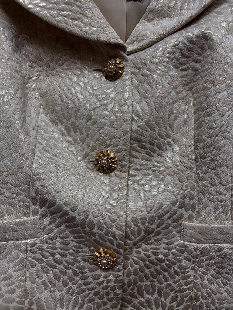 6 Blazer and Skirt Set Gold and Cream Floral Jones New York