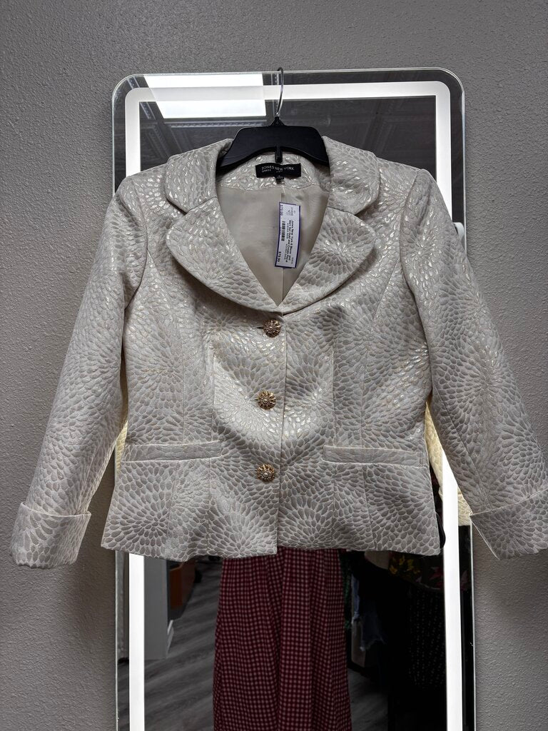6 Blazer and Skirt Set Gold and Cream Floral Jones New York