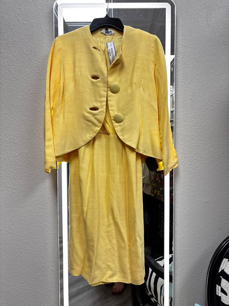 M Yellow Vintage 1960s Blazer and Dress Set