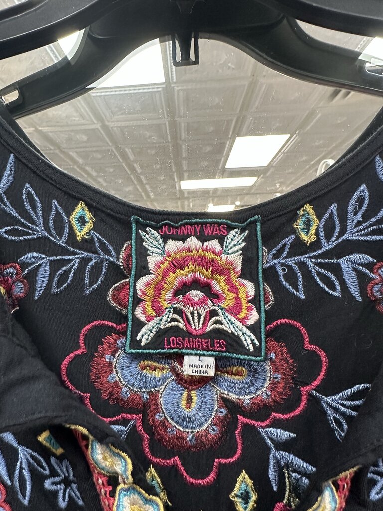 Johnny Was Floral Black Dress