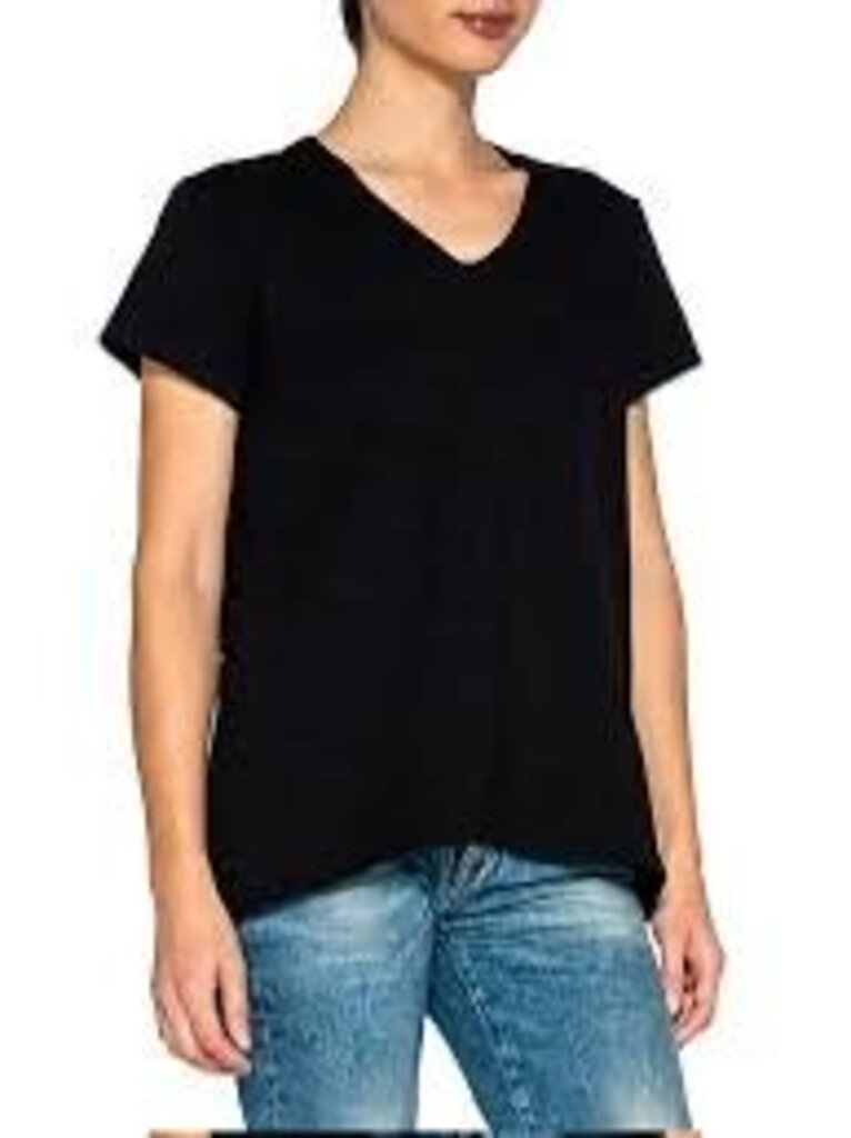 1x black low v neck short sleeve shirt