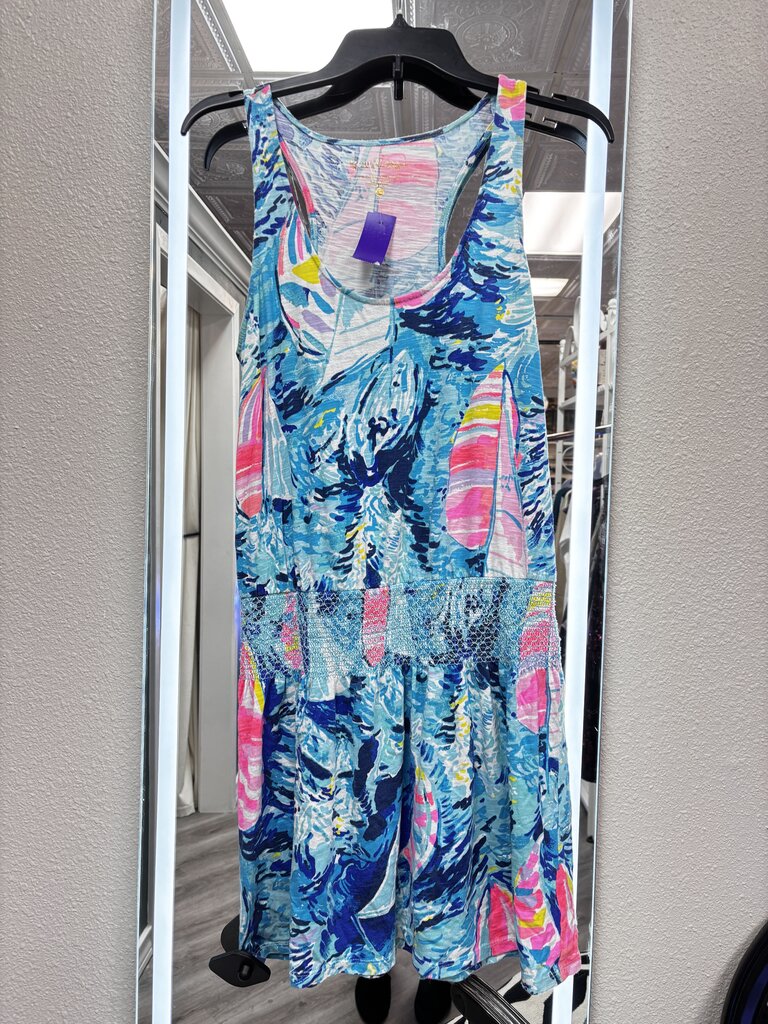 xs blue & pink sleeveless dress