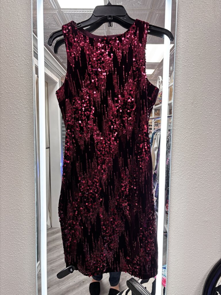 M maroon sequin bodycon sleeveless dress