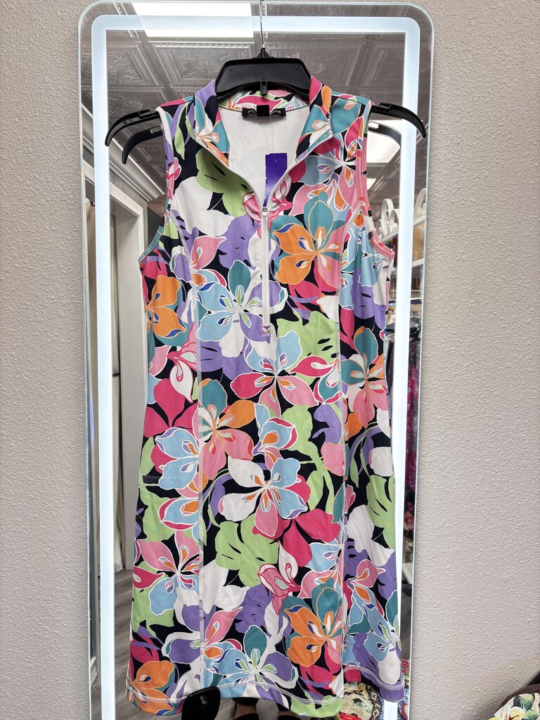 xs multi floral sleeveless tennis dress