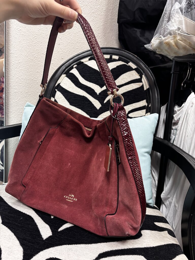 red suede coach bag