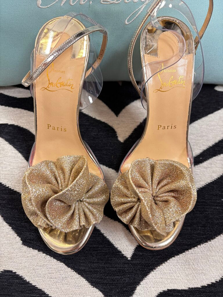 Christian Louboutin Fossiliza 100 Glitter Light Gold